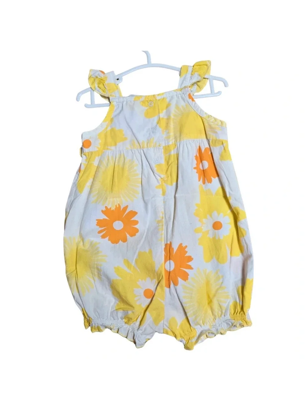 Carter's Baby Girl Floral Bubble Romper 12 Months Yellow Orange Daisy Print